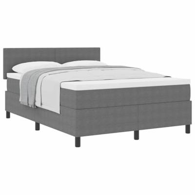 Boxspringbed Lichtgrijs en wit. 140 x 190 cm Katoen Stof