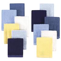 Hudson Baby Unisex Baby Rayon from Bamboo Woven Washcloths 12pk, Blue Yellow, One Size - thumbnail