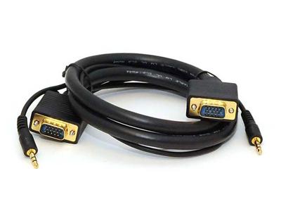 Monoprice 100556 3-voeten Super VGA HD15 M/M kabel met stereo audio en drievoudige afscherming, verguld