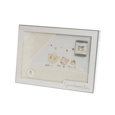 Gamberritos lakenset kinderwagen Vogeltjes katoen beige 3-delig