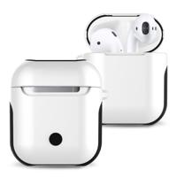 Gelakte PC Bluetooth-koptelefoon Case anti-verloren opbergtas voor Apple AirPods 1/2 (wit) - thumbnail
