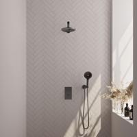 Gunmetal Carving thermostatische inbouw regendouche set met 3-weg omstelling en 20 cm douchekop - thumbnail