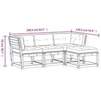 4-delige Loungeset met kussens massief grenenhout wasbruin - thumbnail