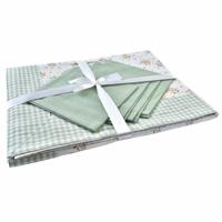 Tafellinnenset DKD Home Decor Blommor Groen 150 x 150 x 0,5 cm - thumbnail