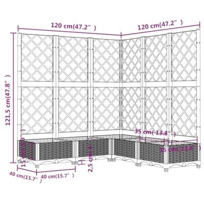 Plantenbak met latwerk 120x120x121,5 cm polypropeen wit Plantenbak met latwerk 120x120x121,5 cm polypropeen wit