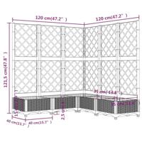 Plantenbak met latwerk 120x120x121,5 cm polypropeen wit - thumbnail