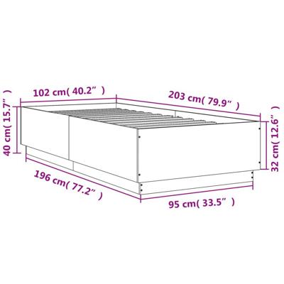 Bedframe met LED-verlichting grijs sonoma eiken 100x200 cm