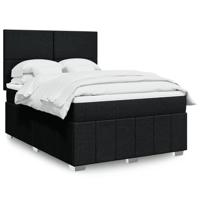 Boxspring met matras stof zwart 160x200 cm - thumbnail
