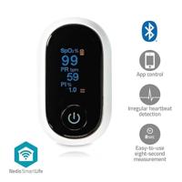 Nedis SmartLife Pulse Oximeter | Bluetooth® | OLED-Scherm | Anti-bewegingsinterferentie / Auditief alarm / Polsslag / Zuurstofverzadiging (SpO2) | Wit - thumbnail
