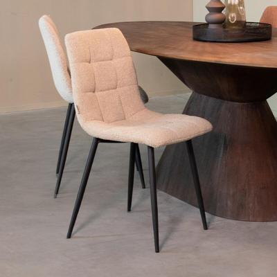 LABEL51 Eetkamerstoel 'Juul' Bouclé, kleur Zand