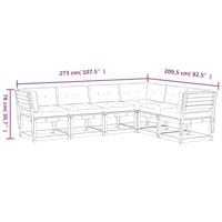 6-delige Loungeset met kussens massief grenenhout - thumbnail