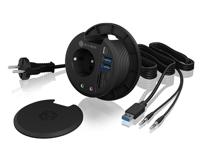 ICY BOX IB-HUB1430-CR, 3 Port USB 3.0 Tisch-Hub und Card Reader mit Audio Ein-/Ausgang USB 3.2 Gen 1-hub 5 poorten Zwart - thumbnail