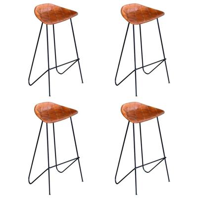 Barstoelen 4 st echt leer bruin
