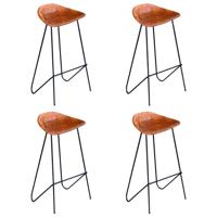 Barstoelen 4 st echt leer bruin - thumbnail