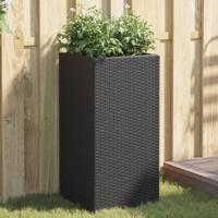 Plantenbakken 2 st 40x40x80 cm poly rattan zwart - thumbnail