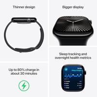 Apple Watch Series 10 (GPS + Cellular 46 mm) Smartwatch - Kast van gitzwart aluminium - Inkt geweven sportbandje. Conditie bijhouden, Ecg-app, always on Retina-display, CO₂-neutraal - thumbnail