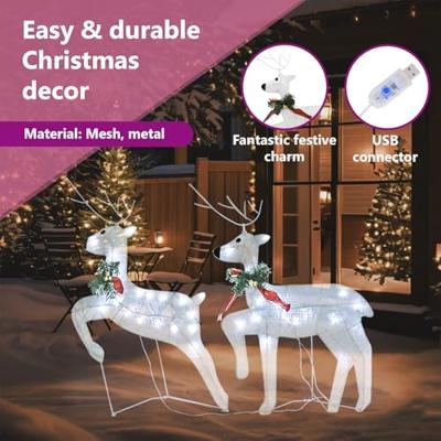 VidaXL Kerstrendieren 2 st 40 led's wit VidaXL Kerstrendieren 2 st 40 led's wit