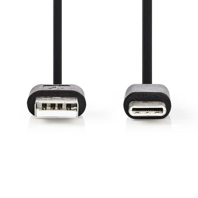 USB 2.0-Kabel | Type-C Male - A Male | 1,0 m | Zwart
