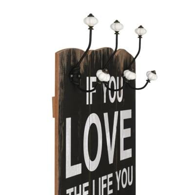 VidaXL Wandkapstok met 6 haken love live 120x40 cm