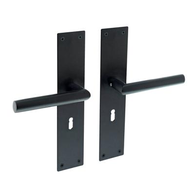 Intersteel Deurkruk Jura Hoek 90° op schild sleutelgat 56mm - mat zwart