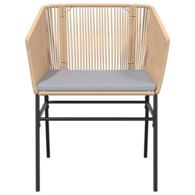 Tuinstoelen 2 st met kussens poly rattan bruin