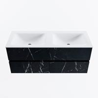 MONDIAZ VICA 120cm badmeubel onderkast Marquina 4 lades. Wastafel CLOUD dubbel 2 kraangaten, kleur Talc. - thumbnail