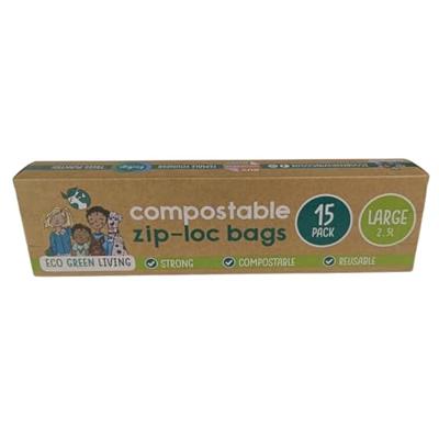 Eco Green Living Composteerbare hersluitbare bewaarzakjes 2,5 liter - 15 stuks Eco Green Living Composteerbare hersluitbare bewaarzakjes 2,5 liter - 15 stuks