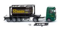 Wiking 053606 H0 Vrachtwagen MAN TGX trekker met tankcontaineroplegger Rinnen - thumbnail