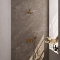 Gold Edition thermostatische inbouw regendouche SET 49 met drukknoppen - 20 cm douchekop, handdouche, doucheslang en wandbevestiging, goud gepolijst - thumbnail