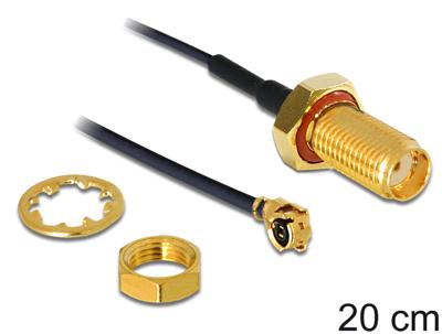 Delock WiFi-antenne Aansluitkabel [1x SMA-bus - 1x IPEX-stekker] 0.2 m Zwart