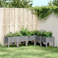 VidaXL Plantenbak met poten 160x120x42 cm polypropeen lichtgrijs - thumbnail