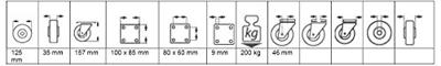 dörner + helmer 731571 Zwenkwiel Wieldiameter: 125 mm Draagvermogen (max.): 200 kg 1 stuk(s)