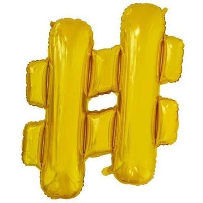 Folieballon Hashtag Goud 41cm