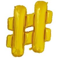 Folieballon Hashtag Goud 41cm - thumbnail