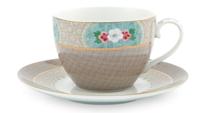 Pip Studio Blushing Birds Cappuccino Kop & Schotel Khaki - thumbnail
