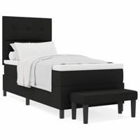 Boxspringbed met matras en bank stof zwart 100x200 cm - thumbnail
