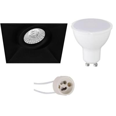 Dimbare LED Inbouw Spot Set GU10 - Mat Zwart - Kantelbaar - 3000K Warm Wit - 6W