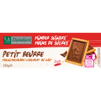 Damhert minder suikers Petit Beurre melkchocolade - thumbnail