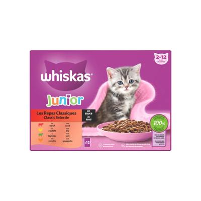 Whiskas Junior Classic Selectie in saus natvoer kat multipack (zakjes 85 g) 2 verpakkingen (24 x 85 g)