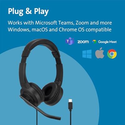 Kensington Over Ear headset Kabel Zwart Noise Cancelling Headset Computer Kensington Over Ear headset Kabel Zwart Noise Cancelling Headset Computer
