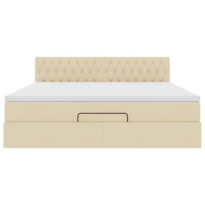 Ottoman bed met matras 180x200cm stof crèmekleurig