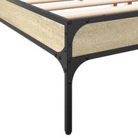 Bedframe bewerkt hout metaal sonoma eikenkleurig 200x200 cm - thumbnail