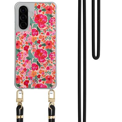 Samsung Galaxy A56 hoesje met zwart koord - Multi flowers