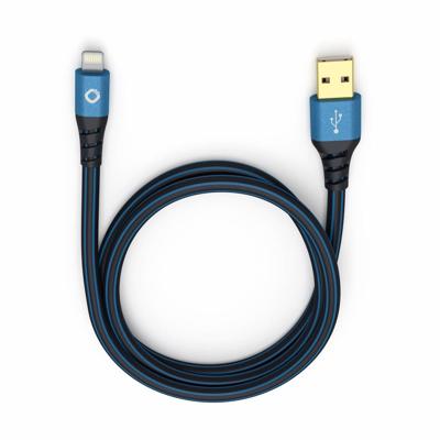 Oehlbach 9321 USB-kabel USB 2.0 USB-A stekker, Apple Lightning stekker 0.50 m Blauw, Zwart Vergulde steekcontacten