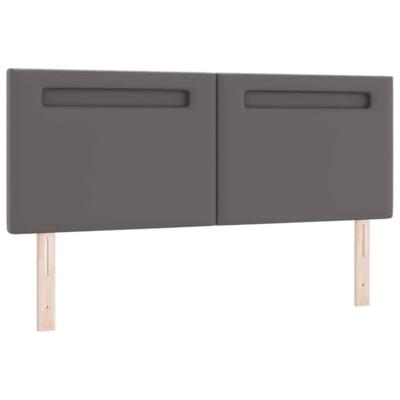 Hoofdbord met LED -striplichten Wandgemonteerd Grijs 160 cm PVC