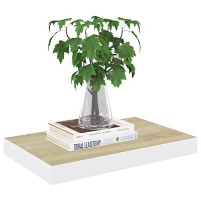 Wandschappen 2 st zwevend 40x23x3,8 cm MDF eikenkleurig en wit - thumbnail