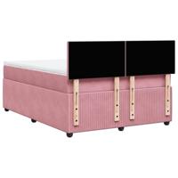 Boxspring met matras fluweel roze 160x200 cm - thumbnail