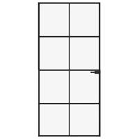 VidaXL Binnendeur 93x201,5 cm gehard glas en aluminium smal zwart - thumbnail