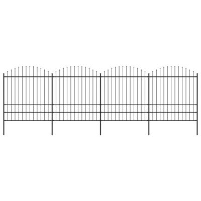Tuinhek met speren bovenkant (1,75-2)x6,8 m staal zwart