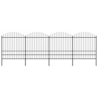 Tuinhek met speren bovenkant (1,75-2)x6,8 m staal zwart - thumbnail